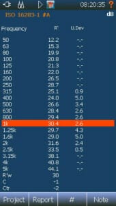 Building acoustics – rating view, The # softkey toggles through specific source positions