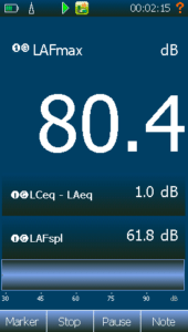 Sound level meter display, only showing global values